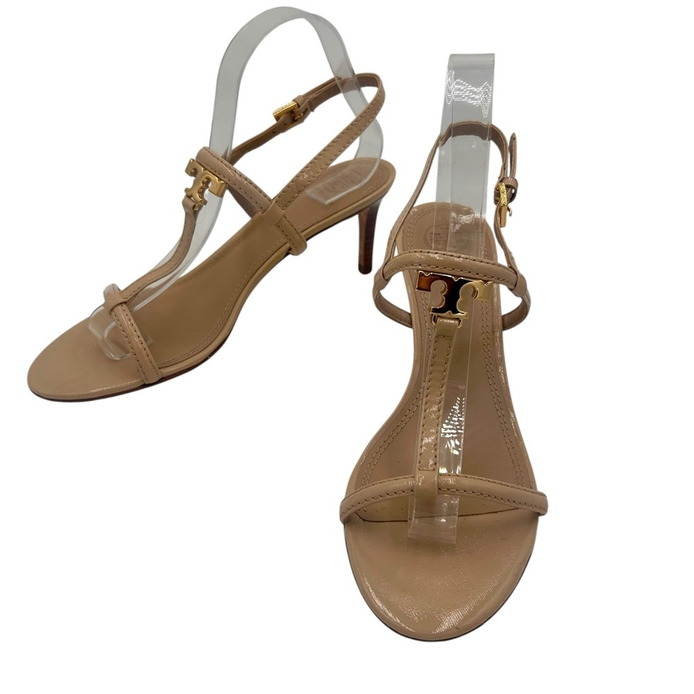 Tory Burch Nude Leather T Strap Kitten Heels - Picture 2 of 8